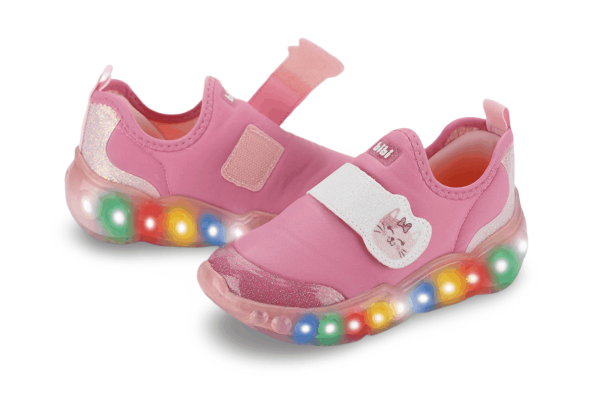 Tênis Infantil de Luz Menina Bibi Roller Celebration 3.0 Rosa Glitter Gatinha Rosa 5