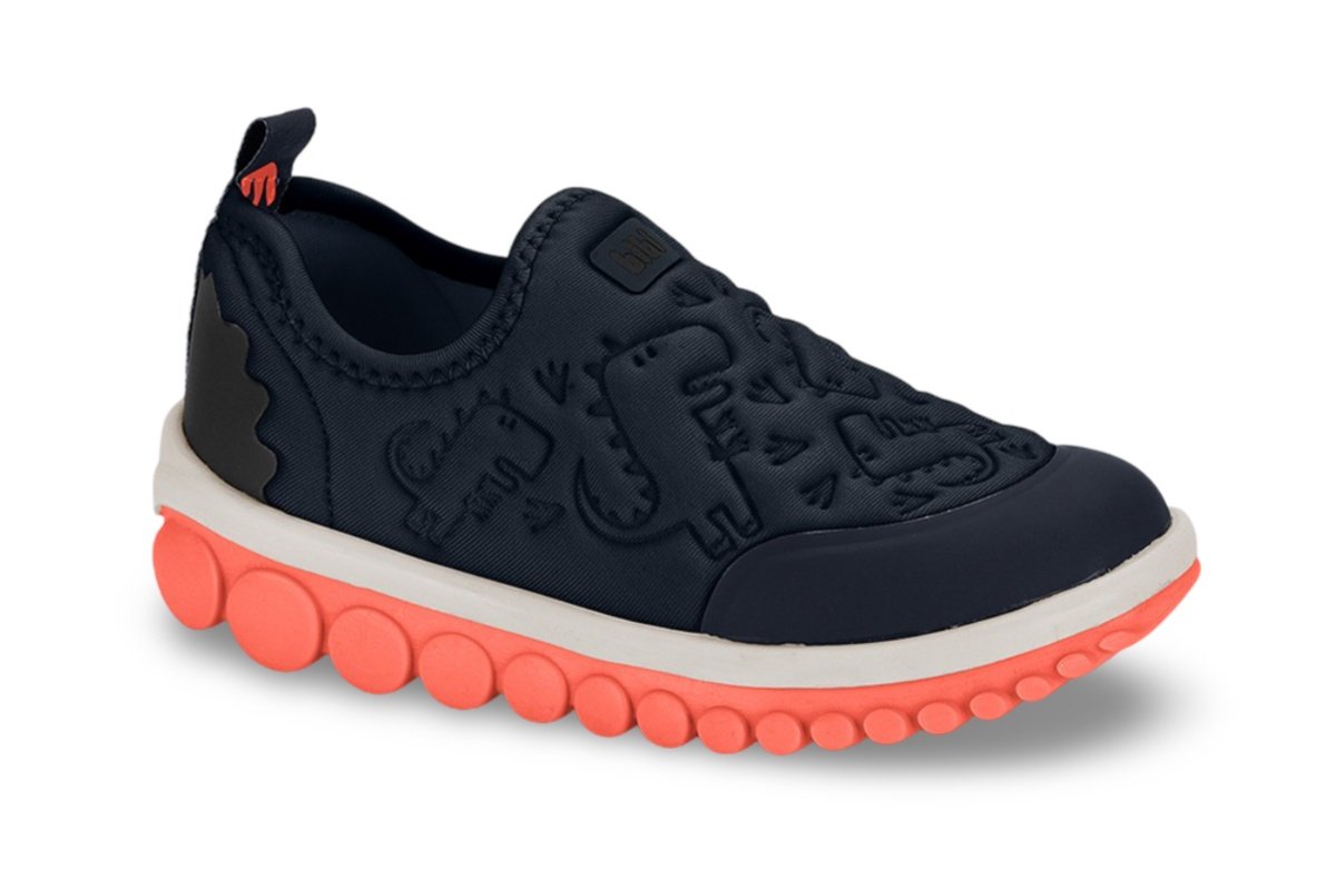 Tênis Infantil Menino Bibi Roller 2.0 Marinho Laranja Dino
