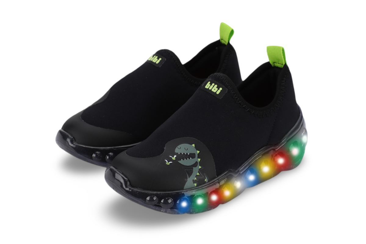 Tênis Infantil de Luz Menino Bibi Roller Celebration 3.0 Preto Citrus de Dino Preto 2