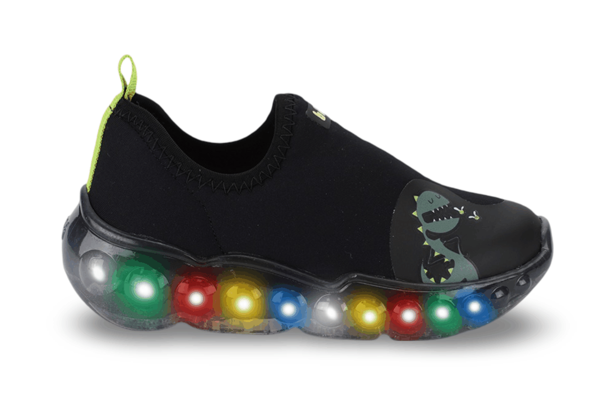Tênis Infantil de Luz Menino Bibi Roller Celebration 3.0 Preto Citrus de Dino Preto 3