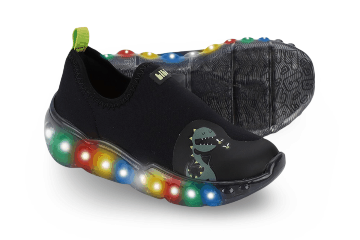 Tênis Infantil de Luz Menino Bibi Roller Celebration 3.0 Preto Citrus de Dino Preto 4