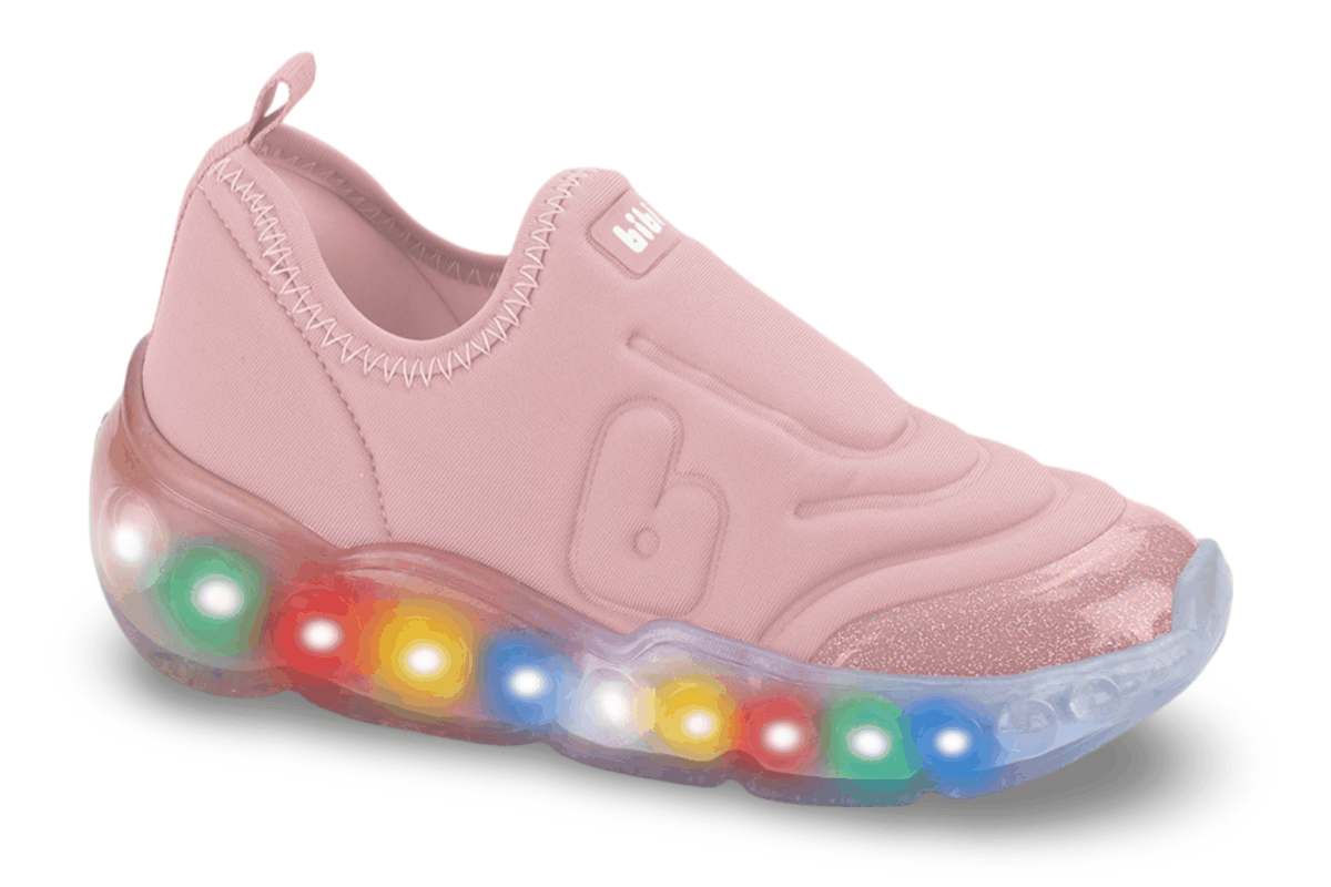 Tênis Infantil de Luz Menina Bibi Roller Celebration 3.0 Rosa Sugar
