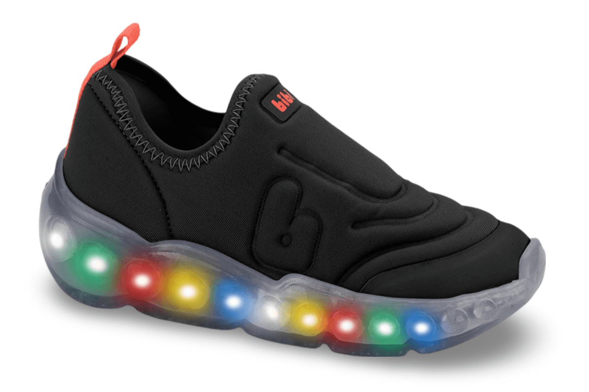 Tênis Infantil de Luz Bibi Roller Celebration 3.0 Preto Laranja