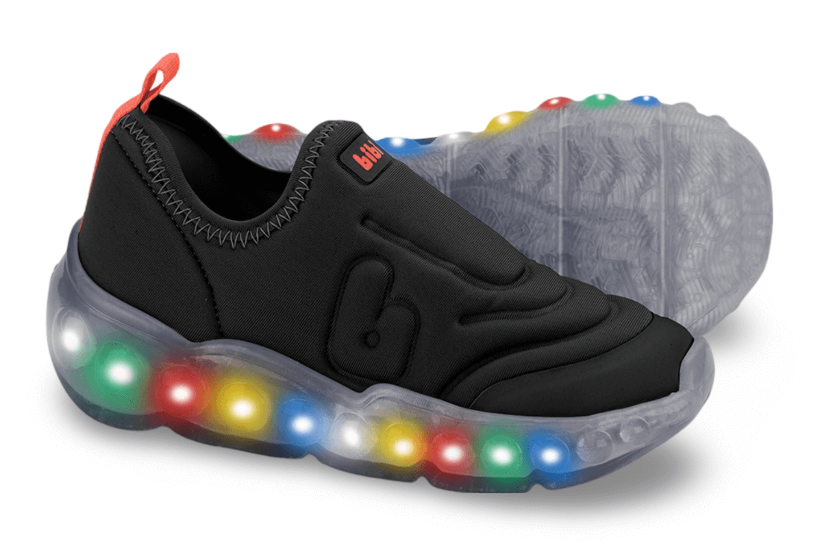 Tênis Infantil de Luz Bibi Roller Celebration 3.0 Preto Laranja Preto 2