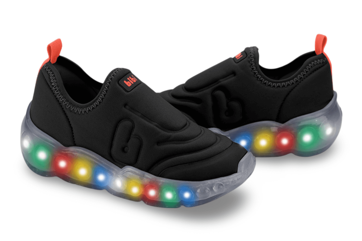 Tênis Infantil de Luz Bibi Roller Celebration 3.0 Preto Laranja Preto 3