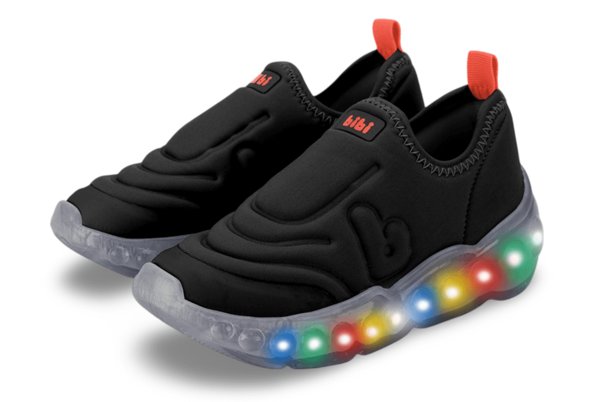 Tênis Infantil de Luz Bibi Roller Celebration 3.0 Preto Laranja Preto 4