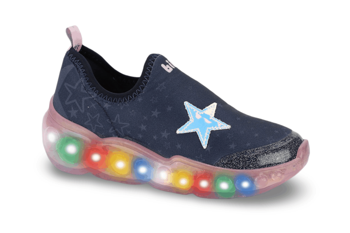 Tênis Infantil de Luz Menina Bibi Roller Celebration 3.0 Marinho Sugar de Estrela
