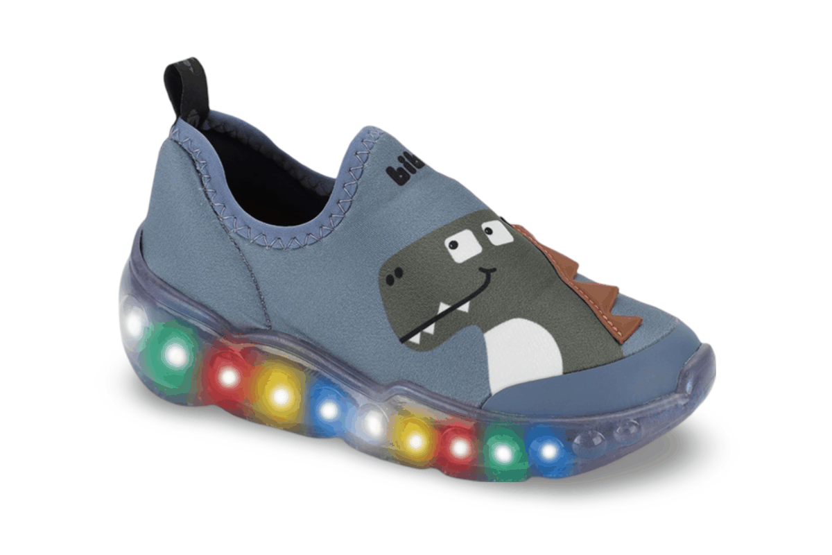 Tênis Infantil de Luz Menino Bibi Roller Celebration 3.0 Azul de Dino