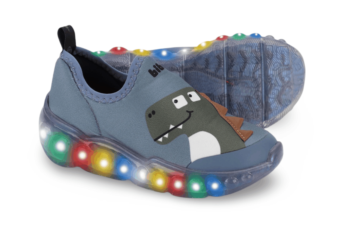 Tênis Infantil de Luz Menino Bibi Roller Celebration 3.0 Azul de Dino Azul 5