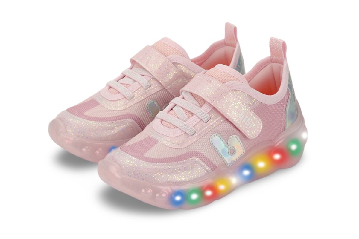Tênis Infantil de Luz Menina Bibi Roller Celebration 3.0 Rosa Holográfico Rosa 2