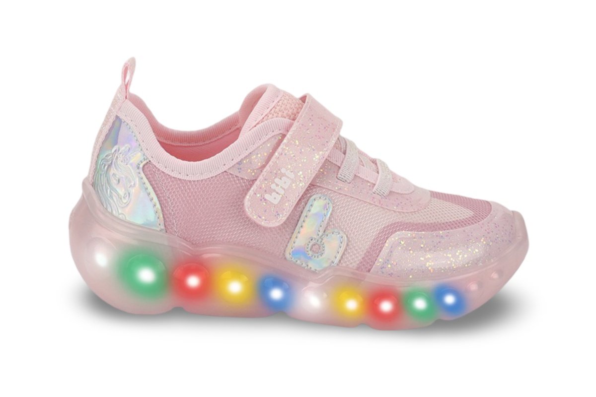 Tênis Infantil de Luz Menina Bibi Roller Celebration 3.0 Rosa Holográfico Rosa 3