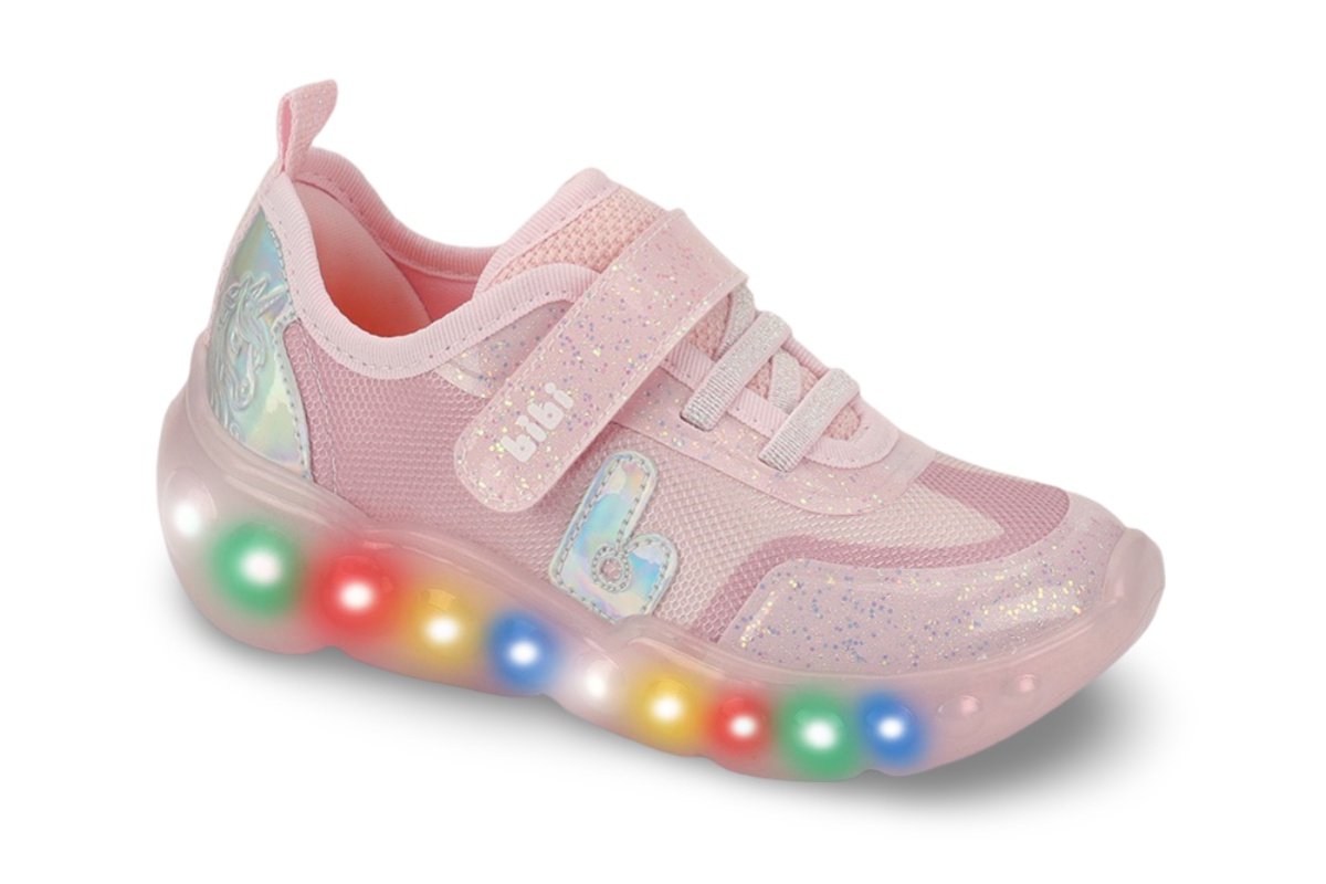 Tênis Infantil de Luz Menina Bibi Roller Celebration 3.0 Rosa Holográfico