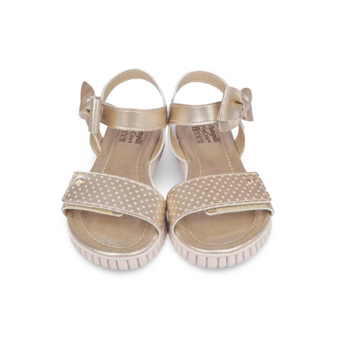 Sandália Papete Infantil Pampili Candy Laço e Perfuros Dourada Dourado 2
