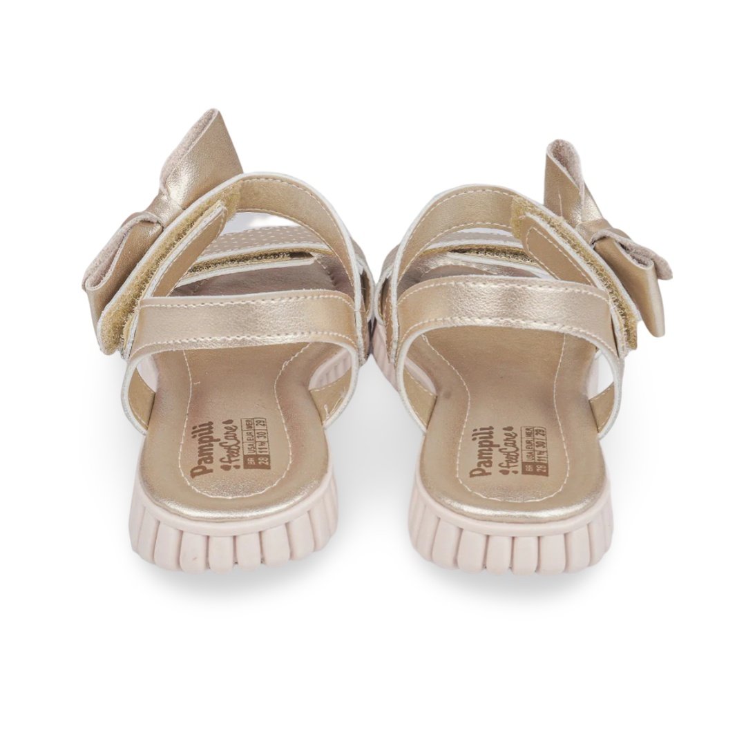 Sandália Papete Infantil Pampili Candy Laço e Perfuros Dourada Dourado 4