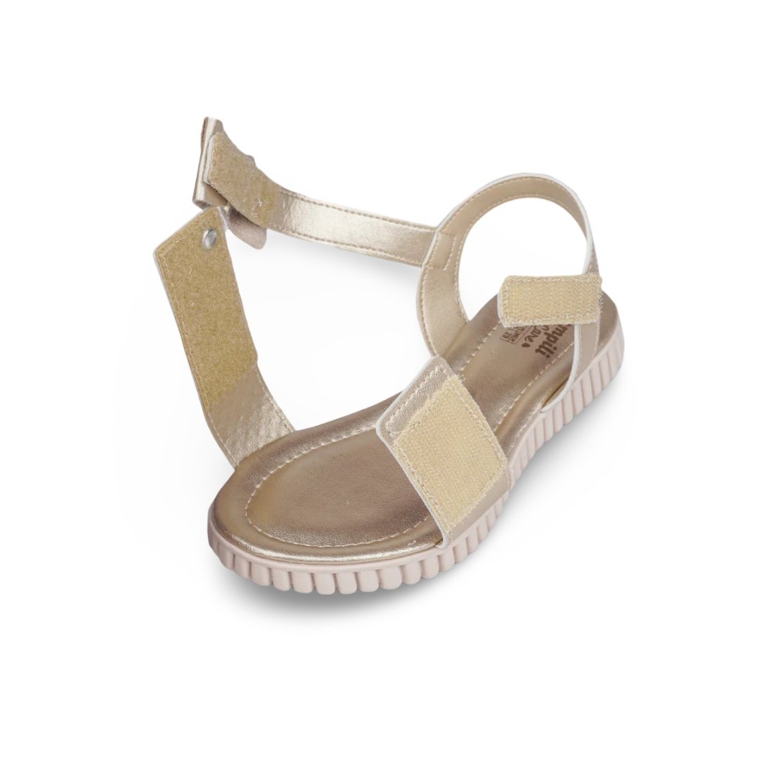 Sandália Papete Infantil Pampili Candy Laço e Perfuros Dourada Dourado 7