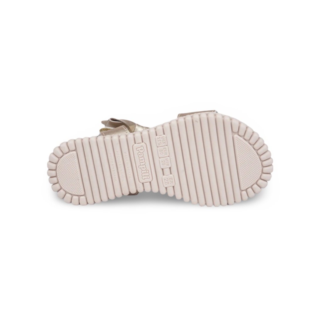Sandália Papete Infantil Pampili Candy Laço e Perfuros Dourada Dourado 6