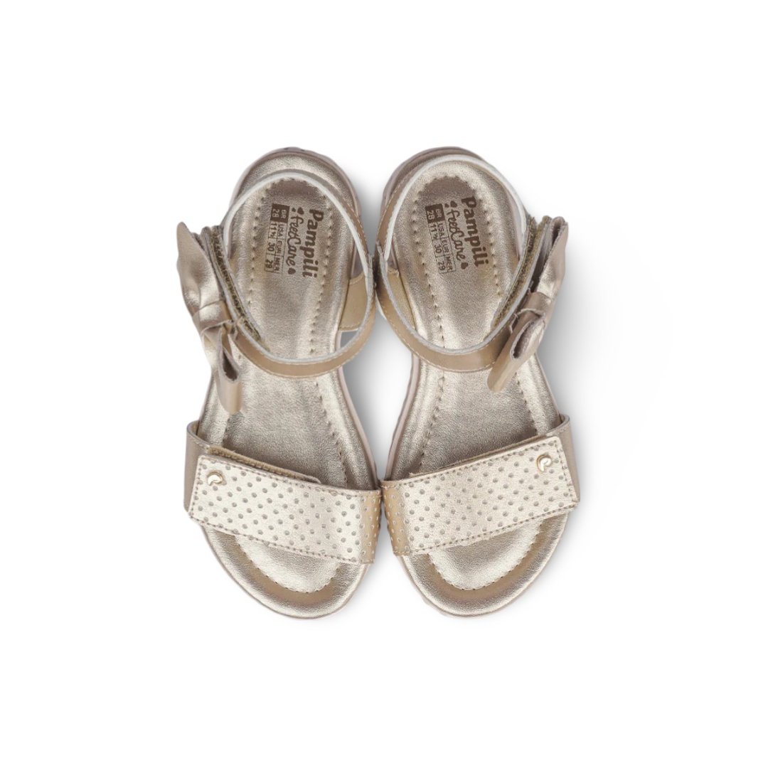 Sandália Papete Infantil Pampili Candy Laço e Perfuros Dourada 3