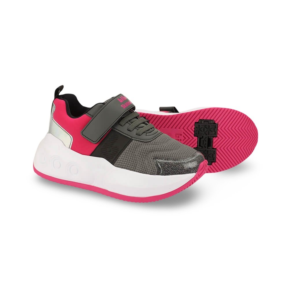 Tênis Infantil Menina Bibi com Rodinhas Skatenis Preto com Pitaya