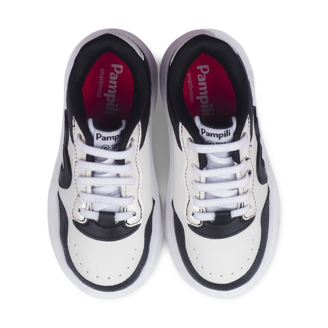 Tênis Infantil Menina Pampili XP 24 Coração Branco com Preto Branco/Preto 3