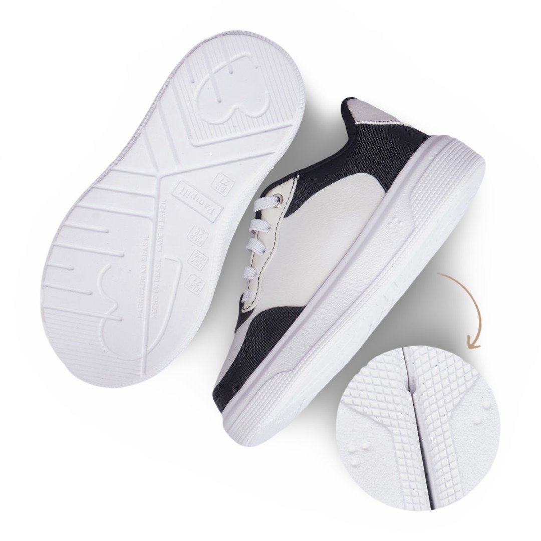 Tênis Infantil Menina Pampili XP 24 Coração Branco com Preto Branco/Preto 4