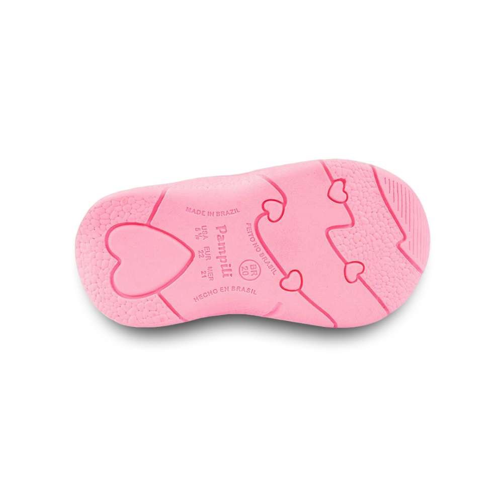 Tênis Infantil Menina Pampili Mini Soft Costura Branco Rosa Branco 5