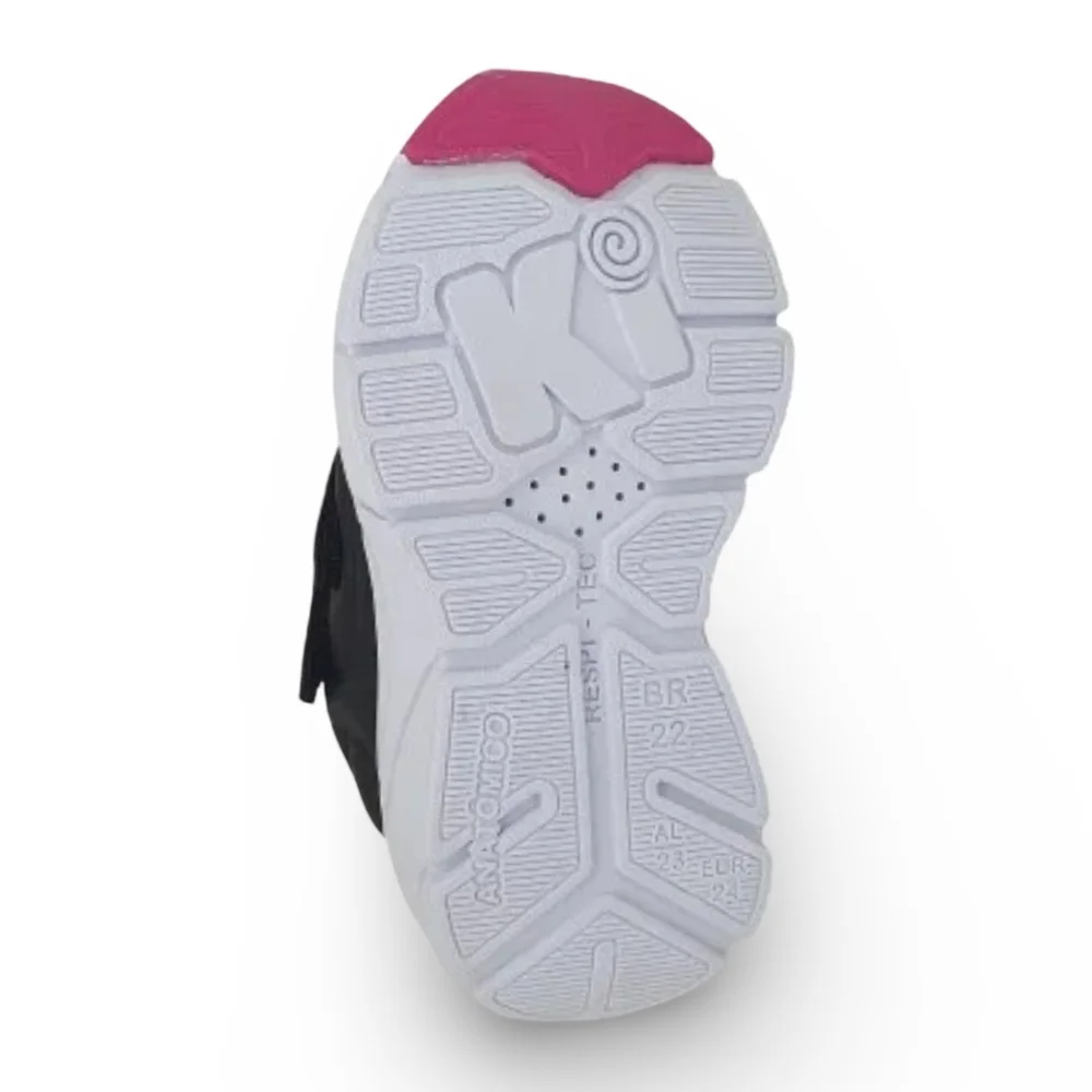 Tênis Infantil Menina Kidy Energy Baby Respitec Preto Magenta Preto 3