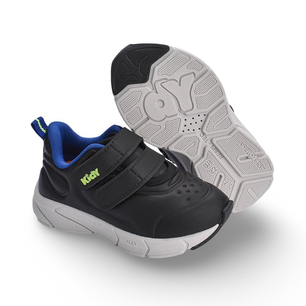 Tênis Infantil Menino Kidy Energy Baby Respitec Preto Azul Preto 2