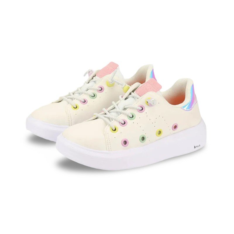 Tênis Infantil Menina Bibi Glam Bege Branco 2