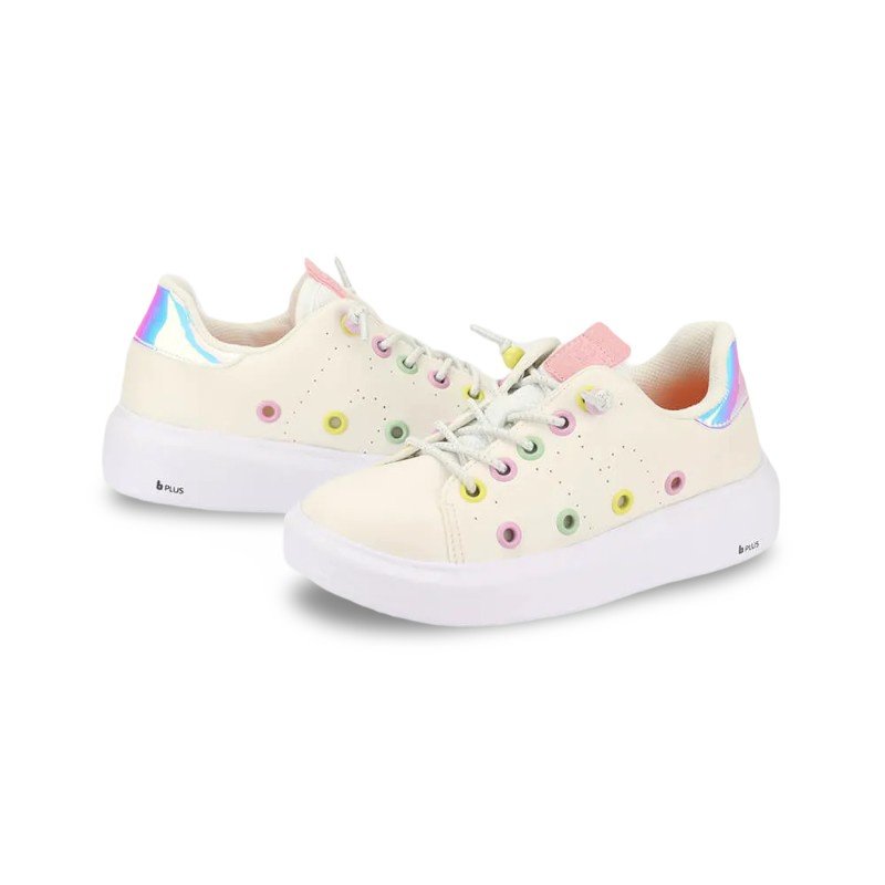 Tênis Infantil Menina Bibi Glam Bege Branco 4