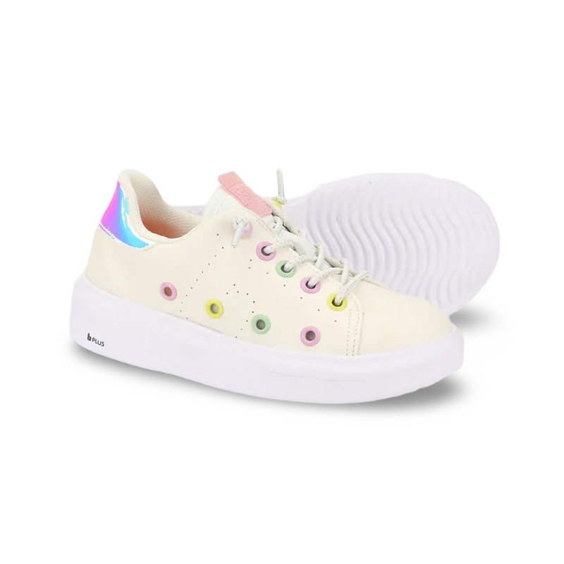 Tênis Infantil Menina Bibi Glam Bege Branco 5