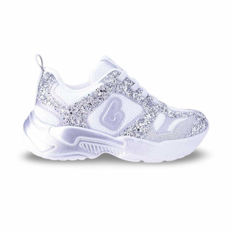 Tênis Infantil Menina Bibi Pegasus de Glitter Prata Branco/Prata 3