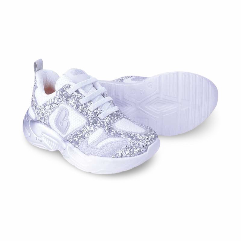 Tênis Infantil Menina Bibi Pegasus de Glitter Prata Branco/Prata 4