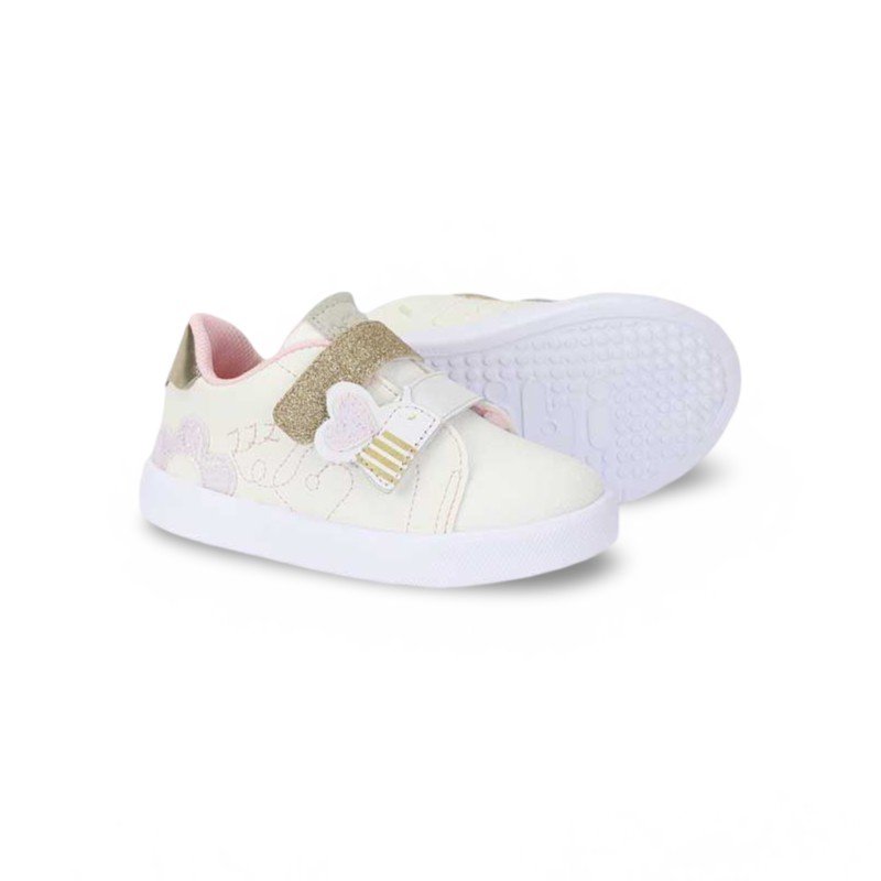 Tênis Infantil Menina Bibi Agility Mini II Bege de Abelha Branco 5