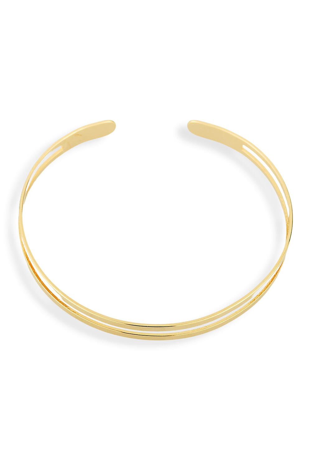 Bracelete Semijoia Fio Duplo Liso Polido Banhado a Ouro 18k  Dourado 3