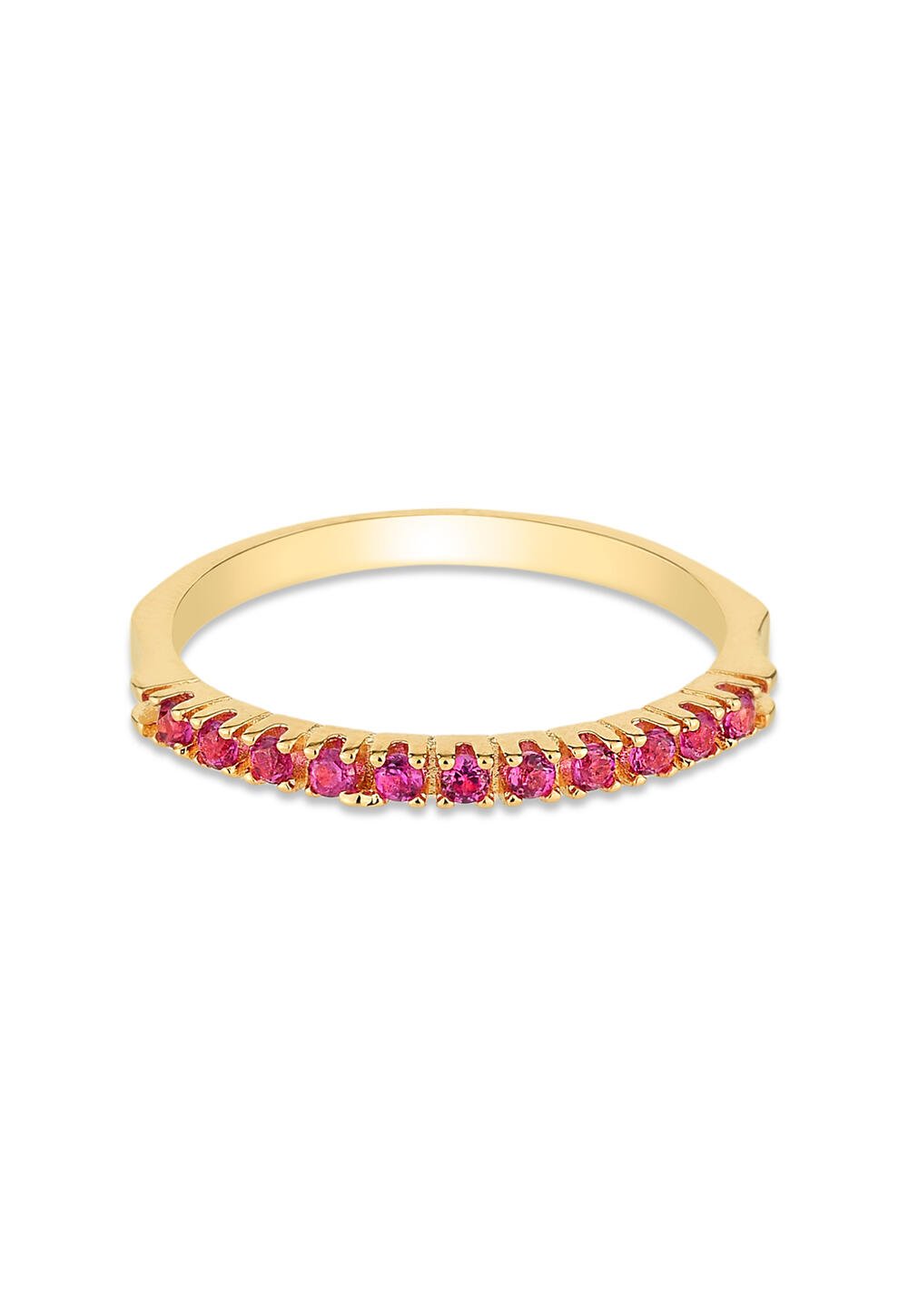 Anel Semijoia Cravejado Com Micro Zircônias Cristal Banhado  Fucsia 3