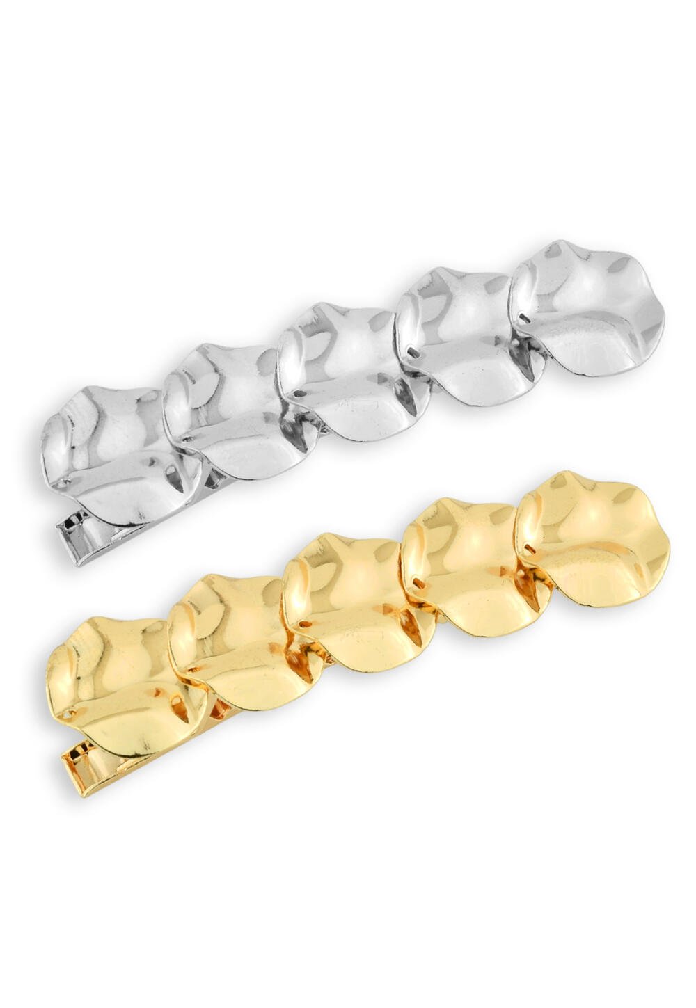 Par De Presilhas De Cabelo Orgânica Prata E Dourado  Dourado/Prata 1