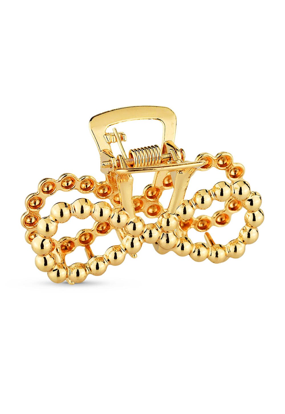 Prendedor De Cabelo Piranha Laço Com Esfera Dourado 2