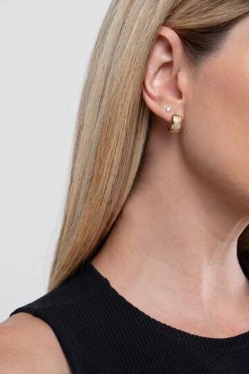 Brinco Semijoia de Argola com Zircônias Cristal G 16mm  Dourado 2