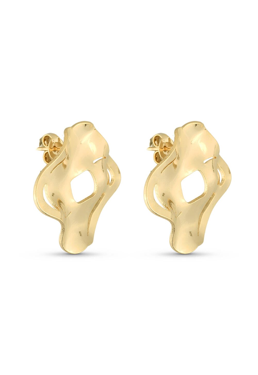 Brinco Semijoia Orgânico Vazado Banhado a Ouro 18k  Dourado 3