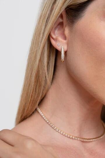 Colar Semijoia Riviera Cristal Banhado a Ouro 18k Dourado 3