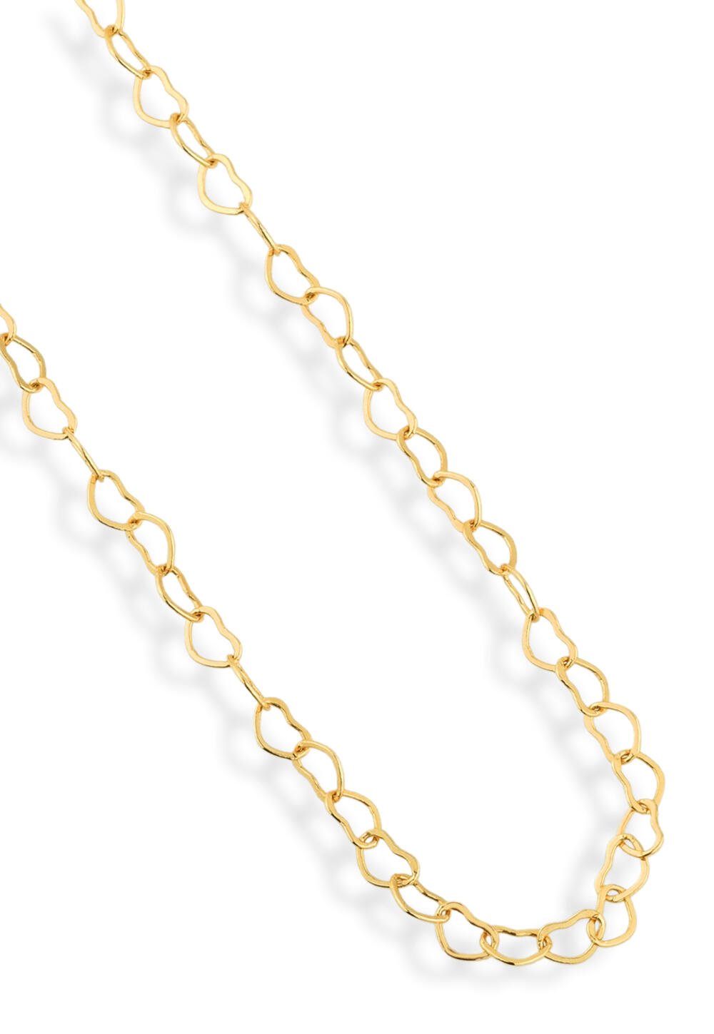 Corrente Semijoia Elos Coração Liso Banhado a Ouro 18k Dourado