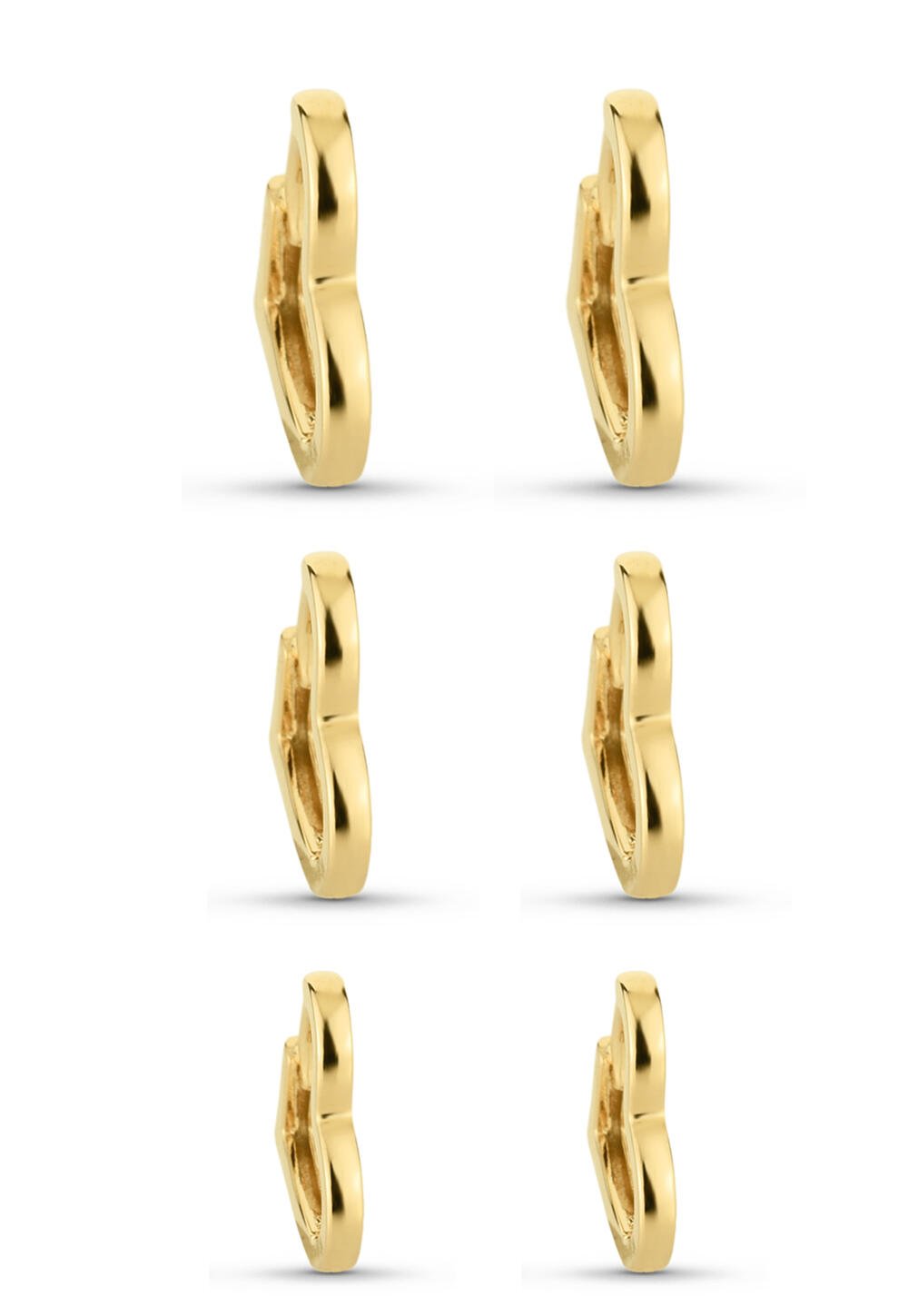 Trio de Brincos Semijoia Argolas Coração  (12-14-16mm)  Dourado 2