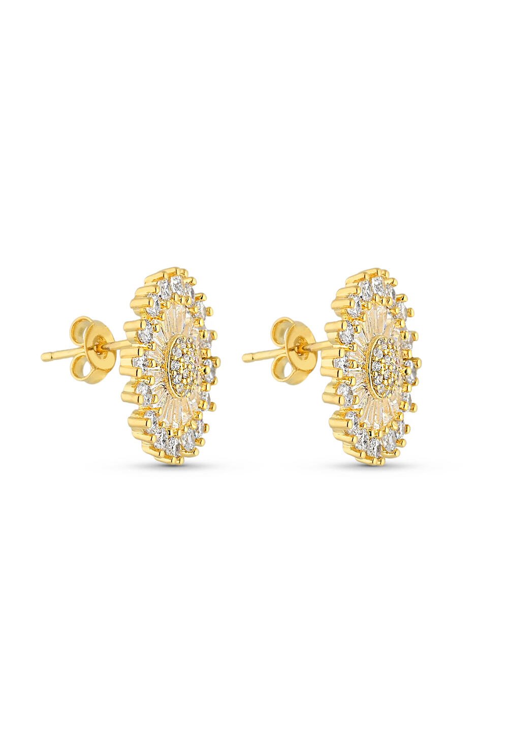 "Brinco Redondo Zircônia Cristal Banho Ouro 18k" Dourado 3