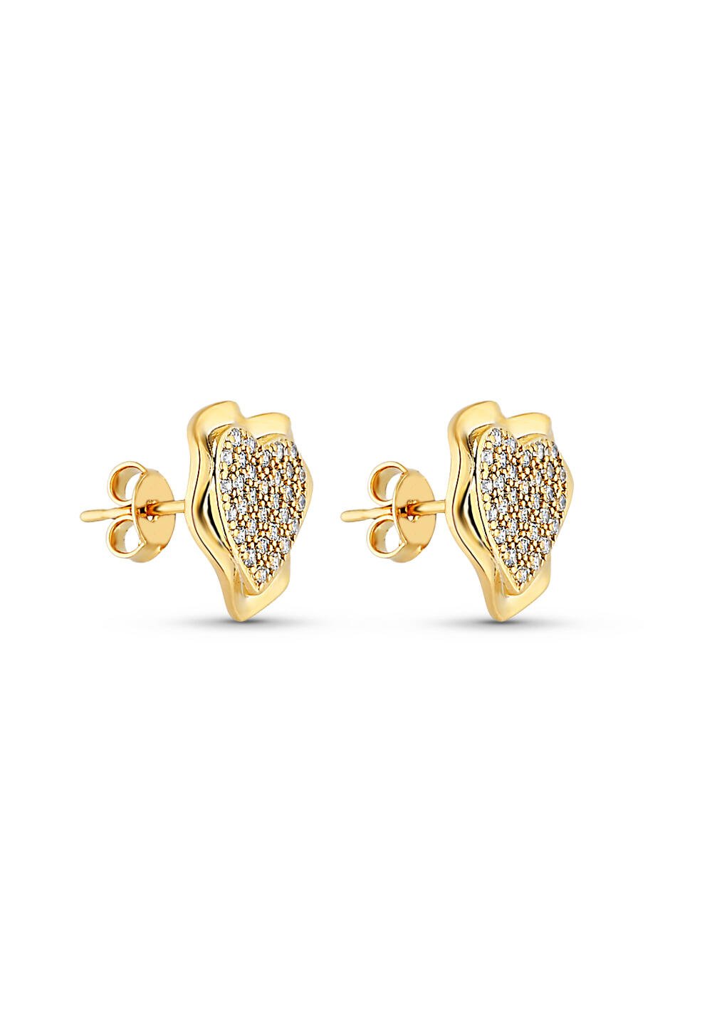 Brinco Coração com Micro Zircônias Banho Ouro 18k Dourado 2