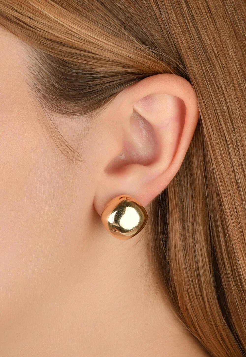 Brinco Semijoia Liso Banho Em Ouro 18k Dourado 4