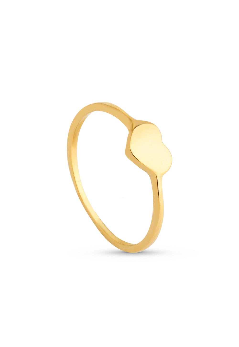 Anel Semijoia Coração Liso Polido Banhado A Ouro 18K