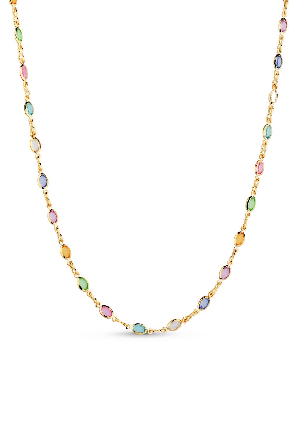 Boho Chocker Pedras Coloridas Oval Banho Ouro 18k