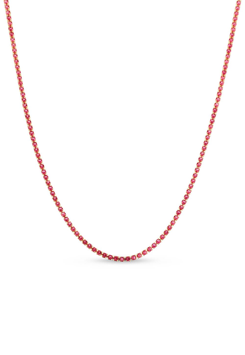 Colar Riviera Semijoia Fúscia 2mm Banhado Ouro 18k