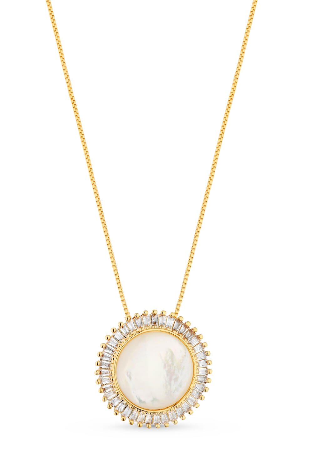 Colar Pingente Madrepérola Zircônias Ouro 18k