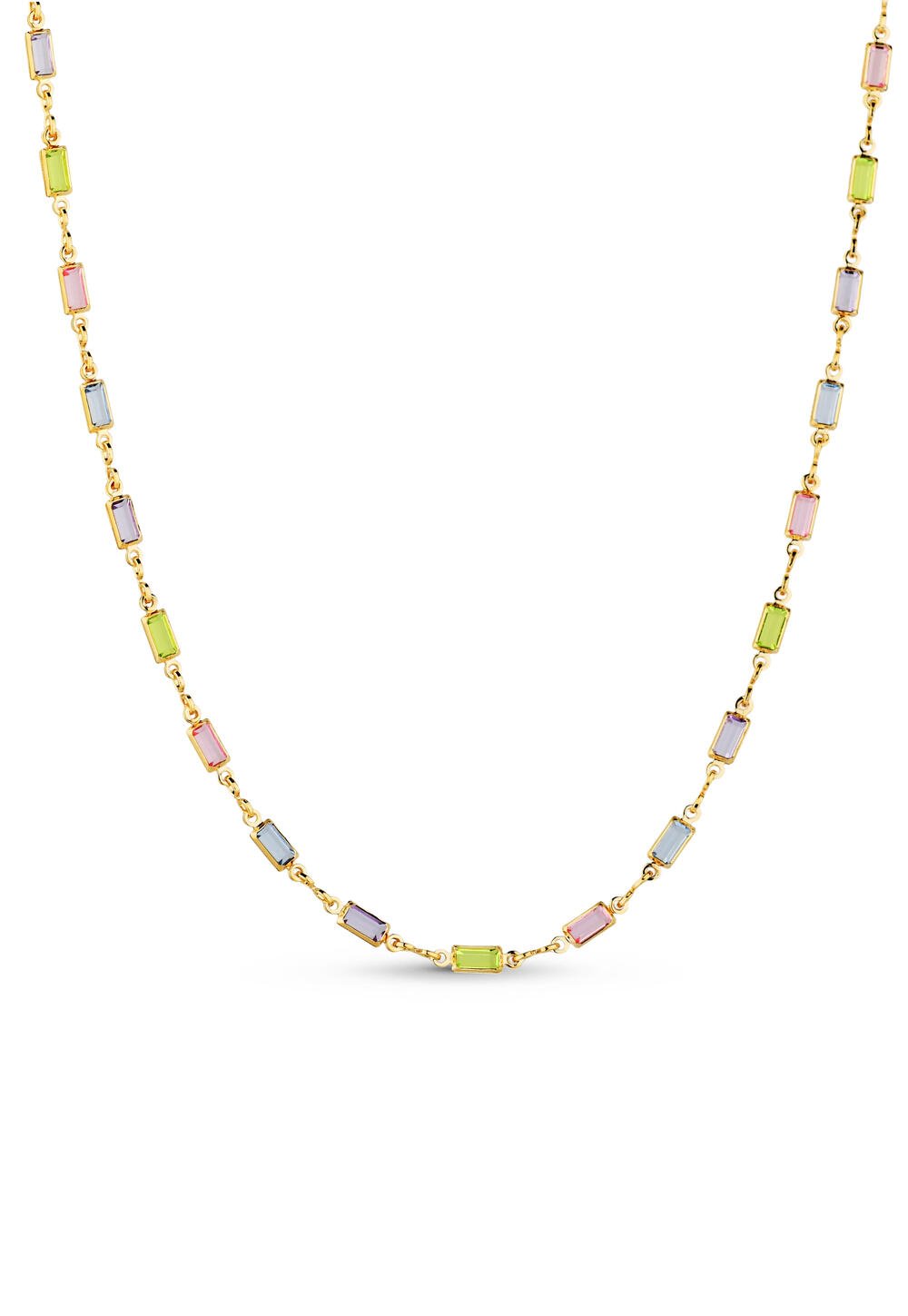 Chocker Colorida Retangular Banho Ouro 18k